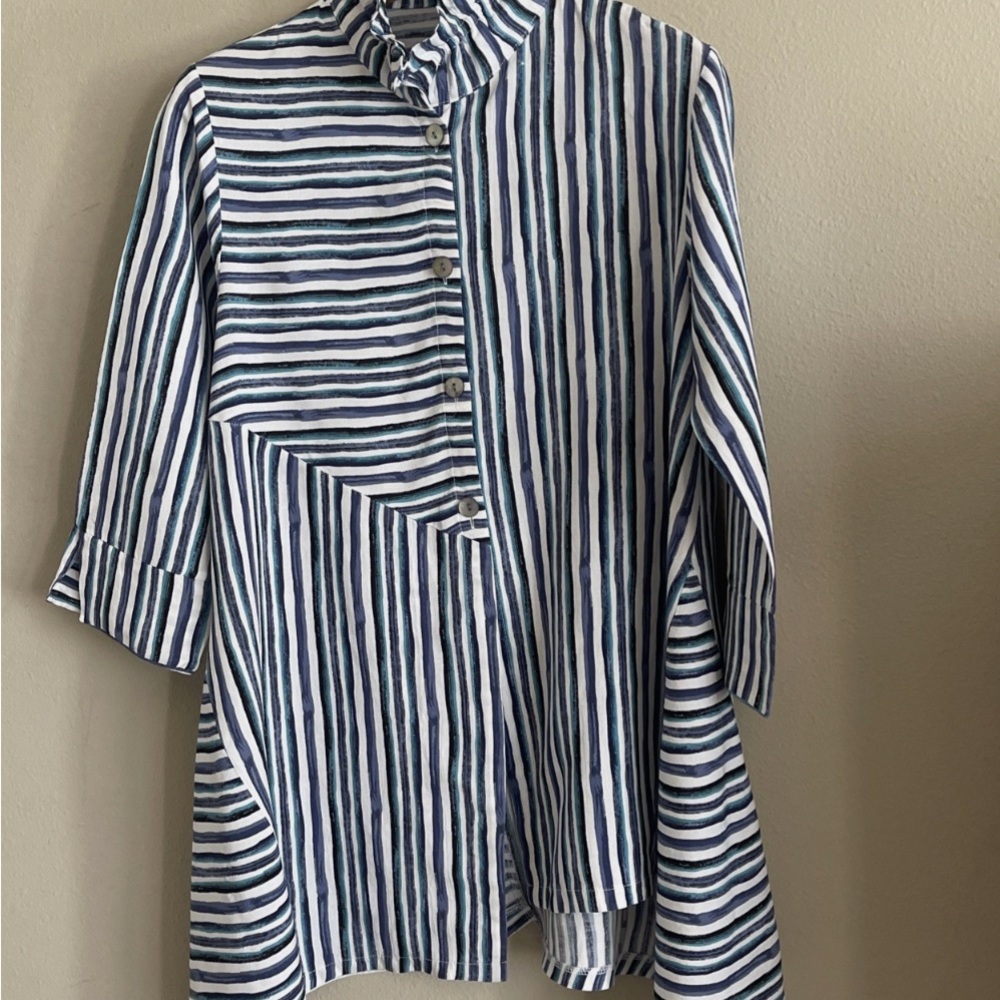 Damee Striped Blue and White Women's Tunic